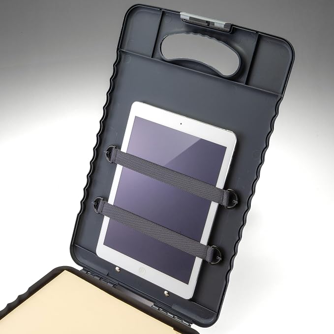 Officemate® OIC Tablet Clipboard Case, 16 1/10"H x 10 1/5"W x 1 3/10"D, Charcoal