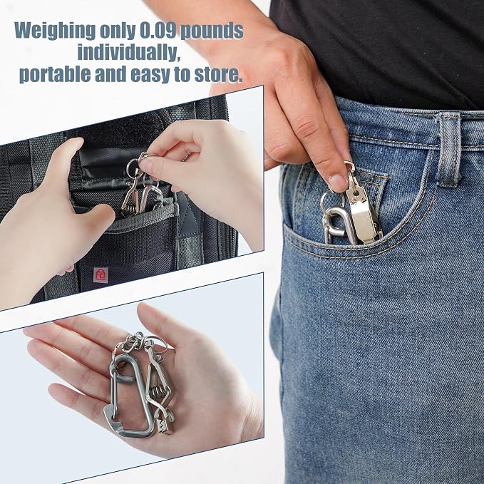 KUNN Metal Glove Clips with Stainless Steel Carabiner Clip, Portable Glove Clips for Work Glove, Glove Holder for Wall Mount