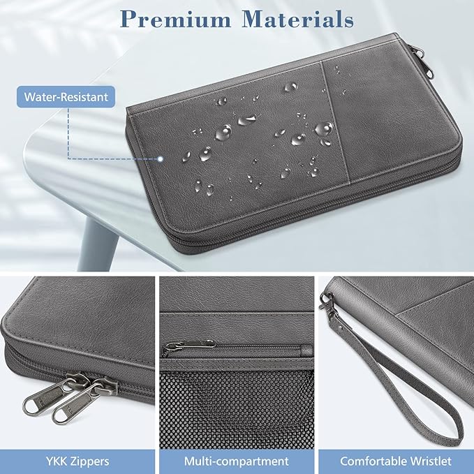 FINTIE Family Passport Holder Wallet Travel Document Organizer Clutch Bag | RFID Blocking Credit Cards Case Cover for Women Men