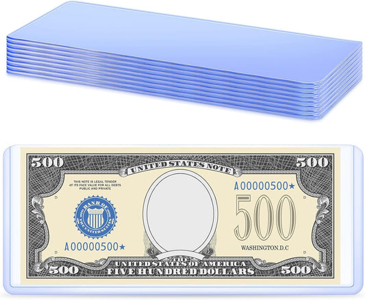 Sepamoon 10 Pieces Dollar Bill Sleeves, 6.9 x 2.95 Inch Hard Plastic Clear Currency Sleeves Waterproof Currency Holder Dollar Bills Display Protector Organizer Case Supplies for Collectors