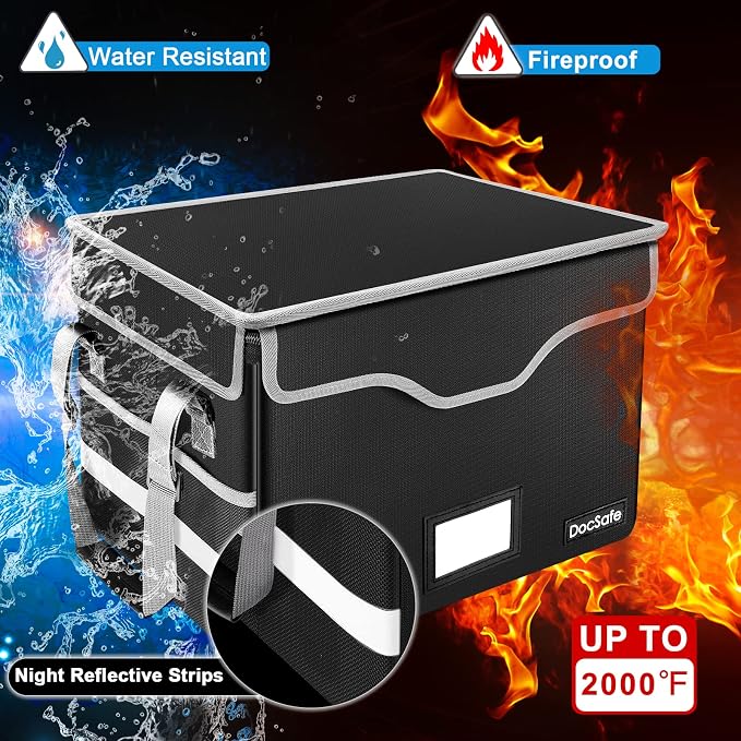 DocSafe File Organizer Bag Fireproof Document Box Set with Lock