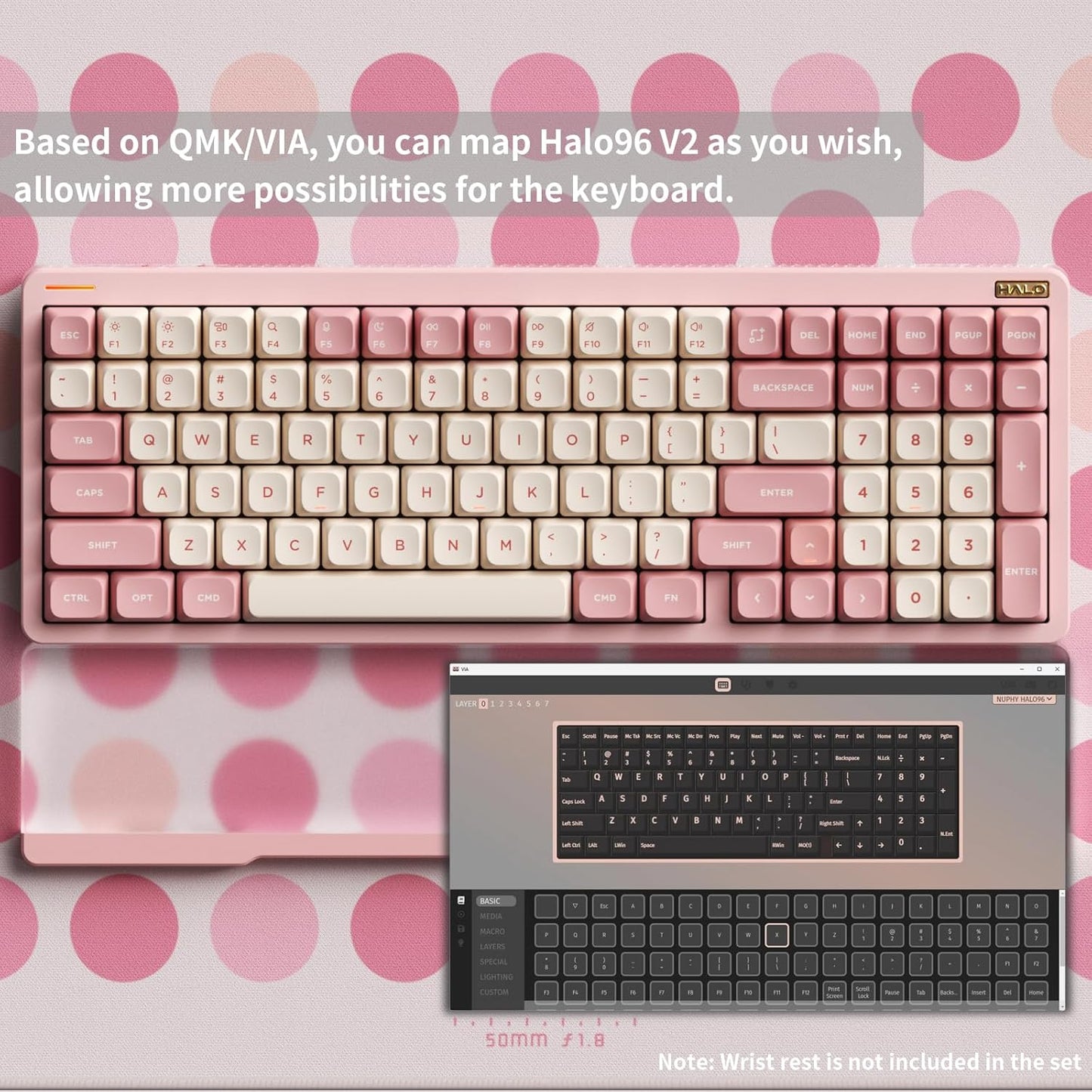 nuphy Halo96 V2 Wireless Keyboard,Gasket Structure,96% Hot Swappable Gaming Keyboard, 99 Kyes RGB Backlit Mechanical Keyboard, Support QMK/VIA,Bluetooth/USB-C/2.4GHz-Pink,Raspberry Switches(46gf)