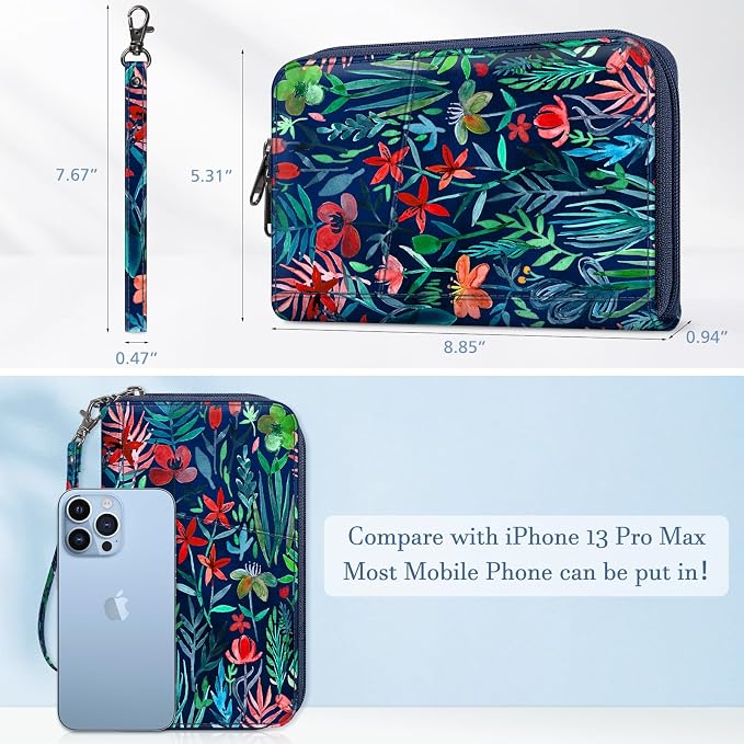 FINTIE Family Passport Holder Wallet Travel Document Organizer Clutch Bag | RFID Blocking Credit Cards Case Cover for Women Men