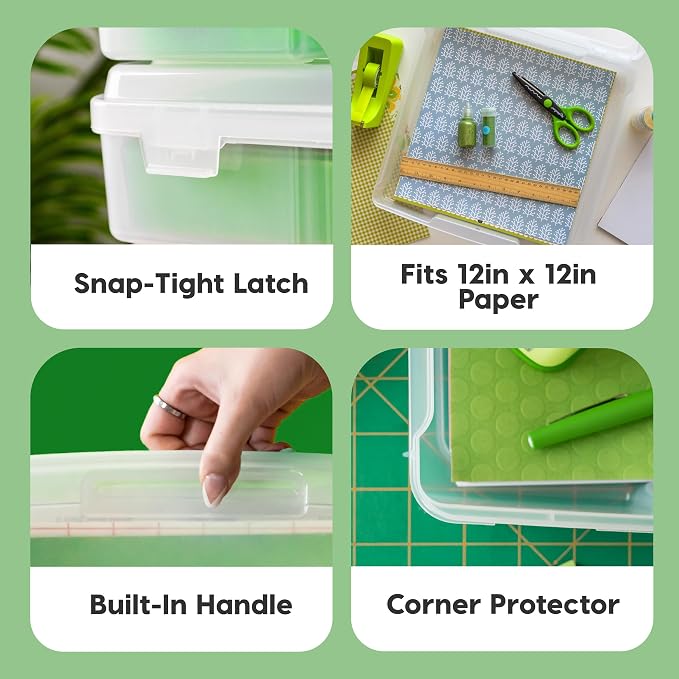 IRIS USA Scrapbook Case |Made in USA| Fits 12"x12" - Thick (6-Pack) - Clear | Portable Plastic Storage Organizers with Built-In Handles for Paper, Art, Board Games, Crafts, Files & Office Supplies