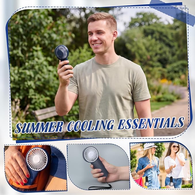 Sumind 6 Pcs Small Personal Portable Fan Mini Handheld Bulk 1 Speed Electric Cute Battery Powered for Neck Lash Makeup Women Men Travel Camping Indoor Outdoor Summer (Dark Colors)