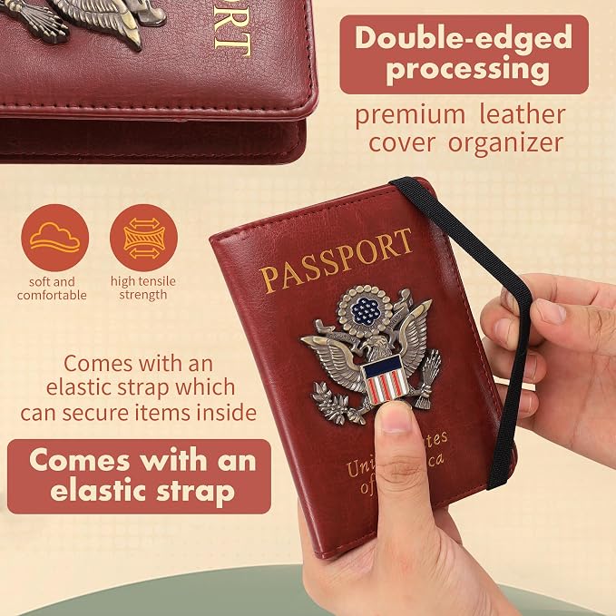 Passport Holder and Card Slot Combo RFID Blocking Leather Travel Passport Wallet for Men and Women US Passport Cover Protector(black)