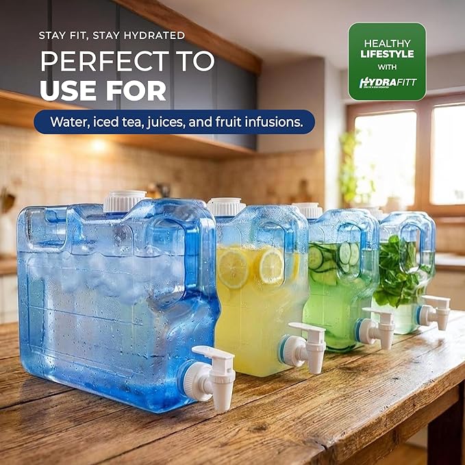 Refrigerator Water Dispenser 1.1 Gallon – Leak-Proof Slim Fridge Water Container with Spigot – BPA-Free Refillable Water Jug (Dark Blue)