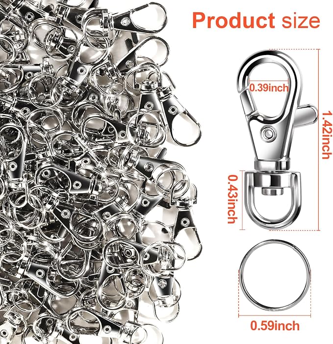 LEOBRO 100PCS Lobster Claw Clasps and Key Rings, Keychain Making Kit - 50PCS Keychain Clips and 50PCS Key Chain Ring, for Key Chains, Crafts, Lanyard, Key, Jewelry Making