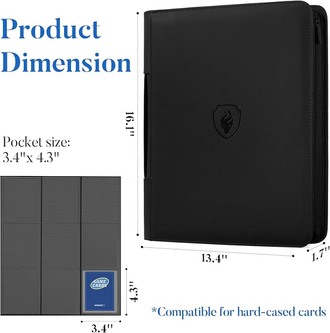 Fabmaker Top Load Binder Holds 360 Cards, Portable Card Binder with Retractable Handle, Side Loading Trading Card Storage for 3" x 4" Hard Card Sleeves, Collectible Case for Games, Sports Cards, Teal