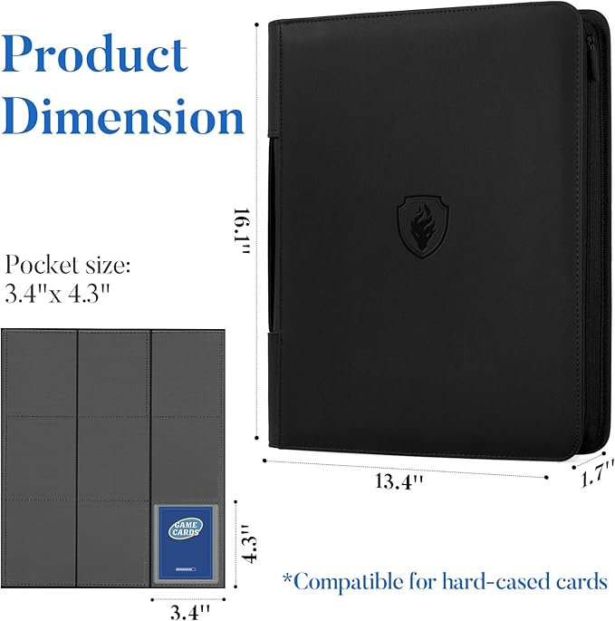 Fabmaker Top Load Binder Holds 360 Cards, Portable Card Binder with Retractable Handle, Side Loading Trading Card Storage for 3"x4" Hard Card Sleeves, Collectible Case for Game Sport Cards, Dark Green