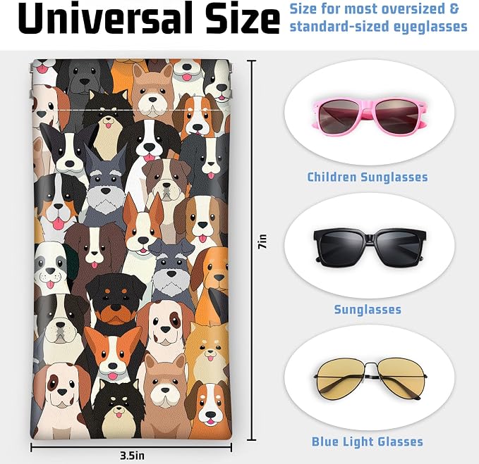 Soft Sunglasses Eyeglass Glasses Case,7x3.5inch Portable PU Leather Squeeze Top Holder Bag Pouch for Women Men