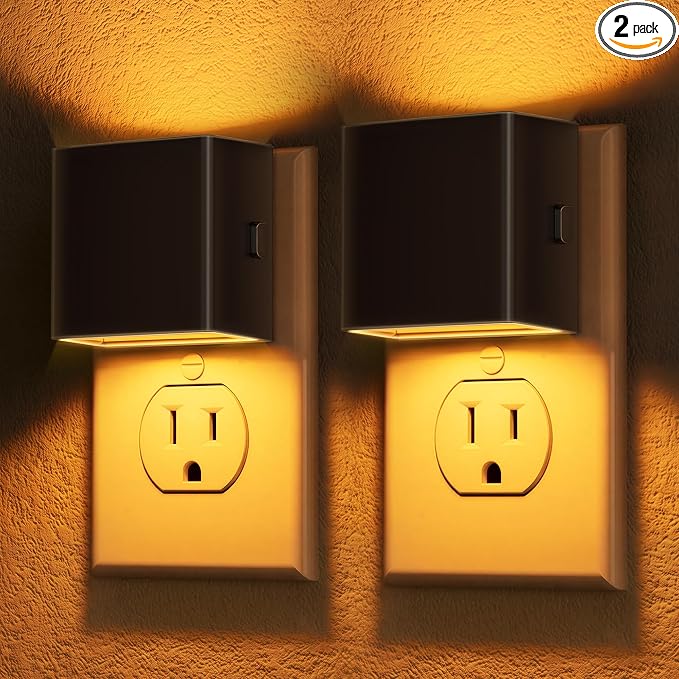 DORESshop LED Night Lights Plug into Wall [2 Pack], Plug in Nightlight, 3 Level Brightness Adjustable Night Light, Dusk to Dawn Sensor, Nightlights for Adults, Bedroom, Bathroom, Hallway, 1800K