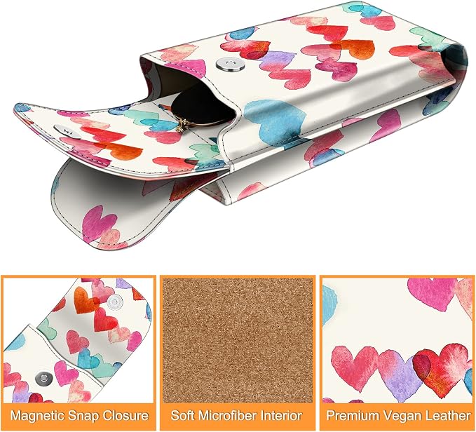 FINTIE Double Glasses Case with Carabiner Hook, Portable Vegan Leather Eyeglass Case Anti-scratch Sunglasses Pouch