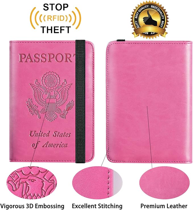 Passport Holder With Luggage Tag, Travel Essentials, Passport Cover | Passport Wallet, Travel Accessories, RFID Blocking, Synthetic Leather Card Case, International Must Haves, For Women Men