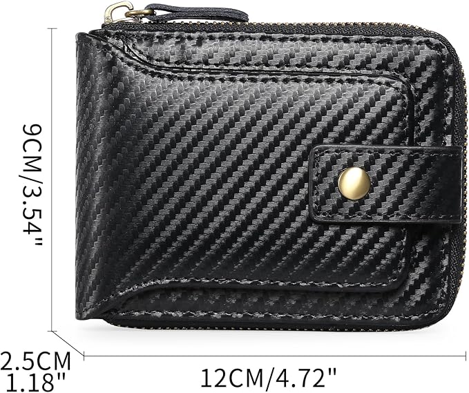 GOIACII Zipper Wallet for Men Genuine Leather RFID Blocking Mens Wallet with Zipper Coin Pocket ID Window Zipper Wallets Large Capacity