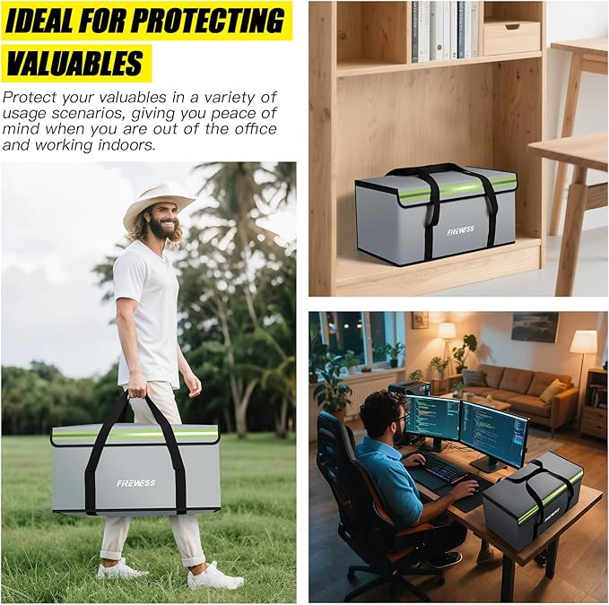 Large Fireproof Safe Bag, 24x12x12'' Fireproof Document Bag, Large capacity waterproof storage bag with reflective strips, Firesafe Box for File,Cash,Passport,Keys