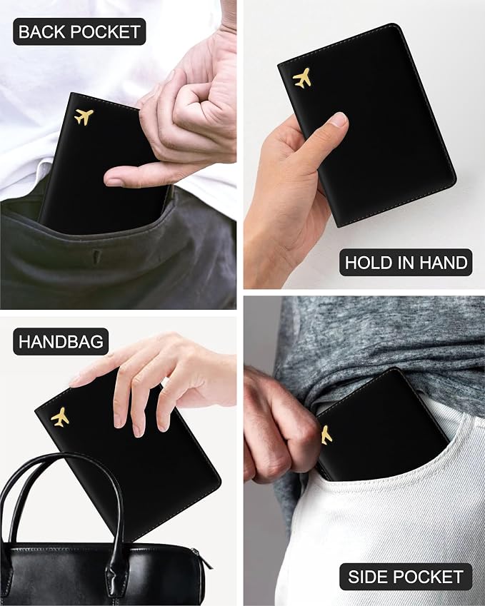 Passport Holder for Travel, RFID Blocking Waterproof PU Leather Travel Passport Cover Case Wallet