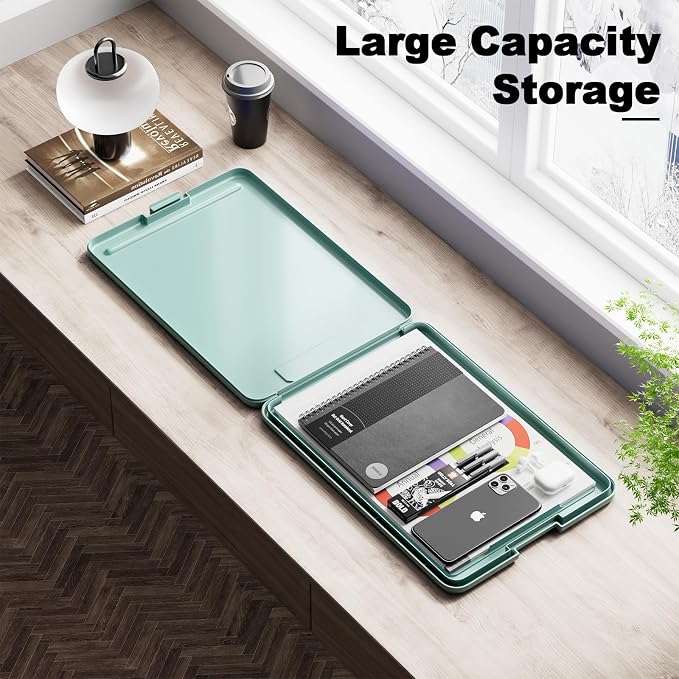 Hongri Clipboard with Storage, 8.5 x 11 Clip Board Foldable, Green | Bottom Opening, Size 13.4 x 9.4 X 0.9 in for Nurses, Teacher, Students, Classroom, School & Office Supplies