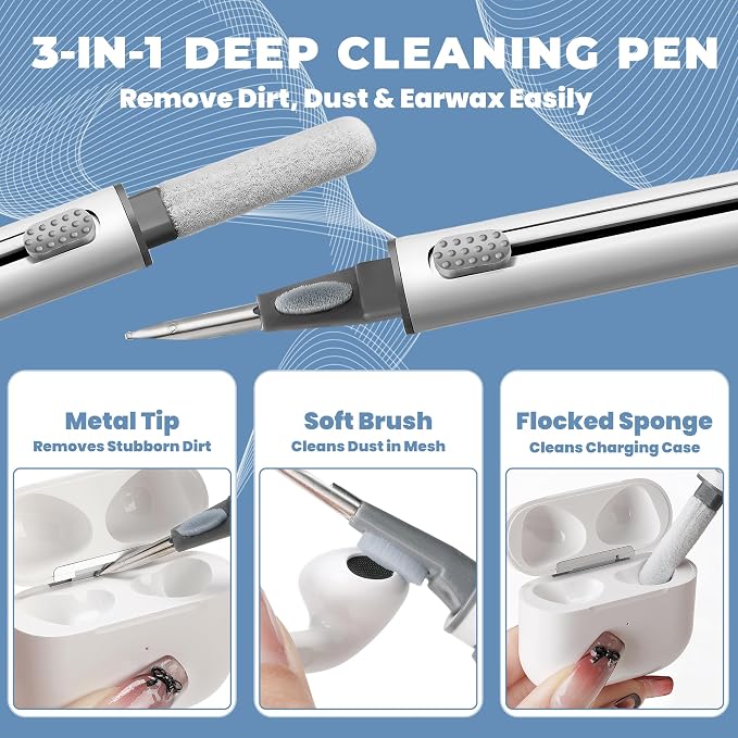 Upgraded for Airpod Cleaner Kit (81 PCS), Multi-Tool with Cleaning Pen, Putty & Swabs, Removes Earwax & Dust, Compatible with AirPods Pro 1/2/3, Earbud, Headphones, Phone & Charging Port