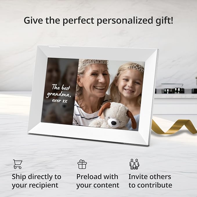 Nixplay Digital Touch Screen Picture Frame - 10.1” Photo Frame, Connecting Families & Friends (White)