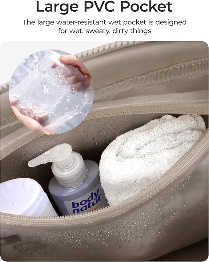 BAGSMART Duffle Bag for Travel, Gym Bag for Women, Weekender Carry on | PVC Wet Pocket, Airline Approved Personal Carry-on Size, Fits Under-seat, One Bag for Gym, Travel, Hospital, Overnight