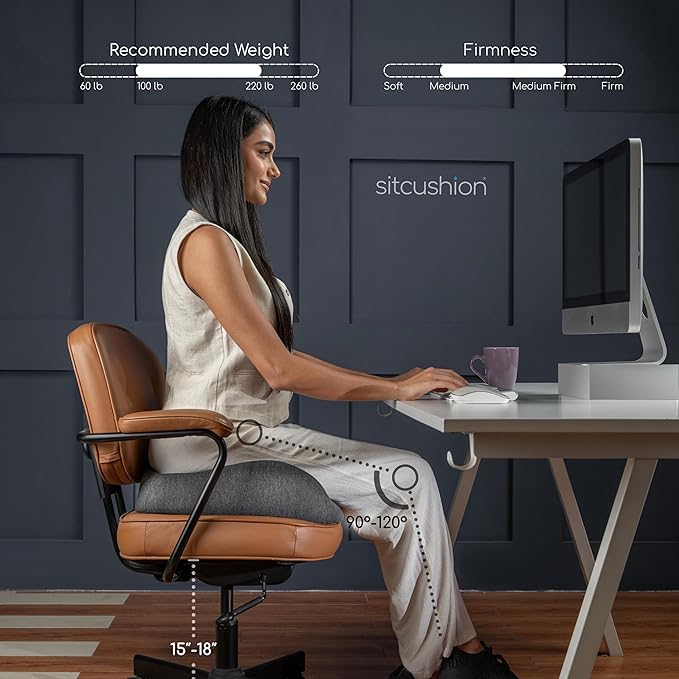 Extra Large Memory Foam Seat Cushions for Office Chairs, Pressure Relief Seat Cushion for Tailbone Pain Relief, Sciatica & Back Pain, Ergonomic Office Chair Cushion for Long Sitting & Driving (Black)