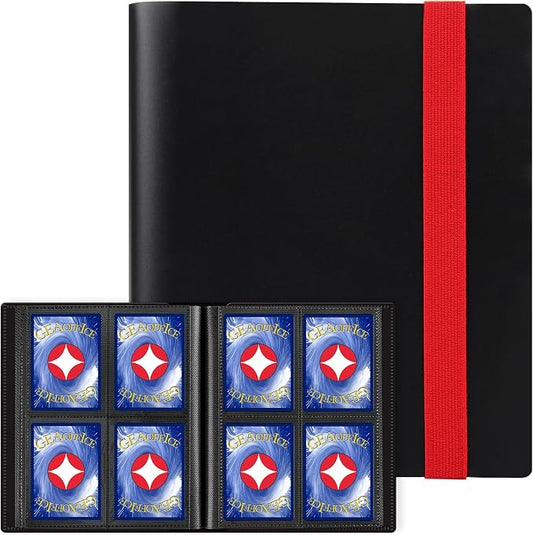 GEAoffice Card Binder 4 Pocket - Small Trading Card Collection Album Folder - 160 Side Loading Pocket Binder for TCG, MTG, Sports&Game Cards - Gifts for Card Collector Boys (Black)