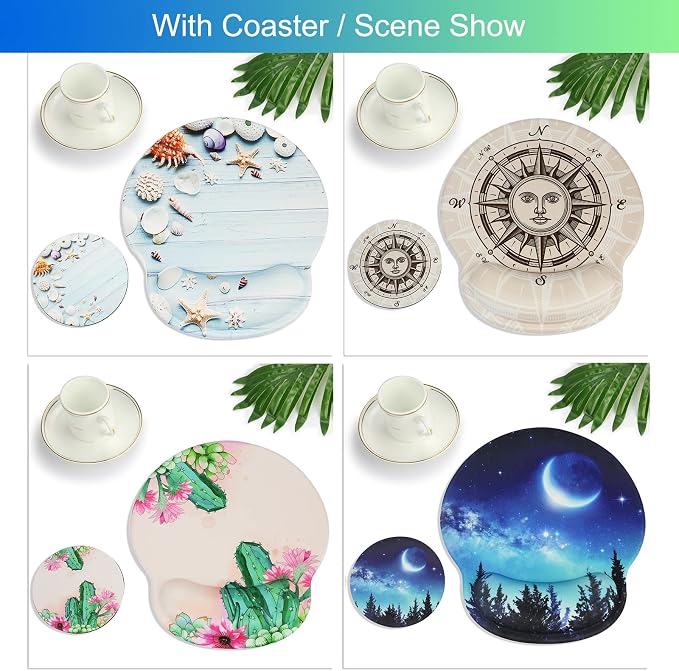Ergonomic Mouse Pad with Wrist Rest Support,Gel Mouse Pads for Desk | Big Mousepad With Coaster Non-slip & Pain Relief for Computer, Home&Office Desk Decor