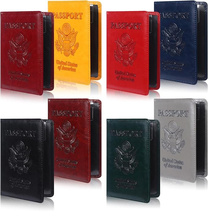 8 Pack Passport Holder for Travel Passport Covers Leather Passport Holder with Vaccine Card Slot Passport Case Waterproof Passport Protector PU Passports Book Holders for Women Men Family Travel