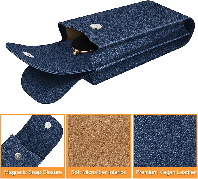 FINTIE Double Glasses Case with Carabiner Hook, Portable Vegan Leather Eyeglass Case Anti-scratch Sunglasses Pouch