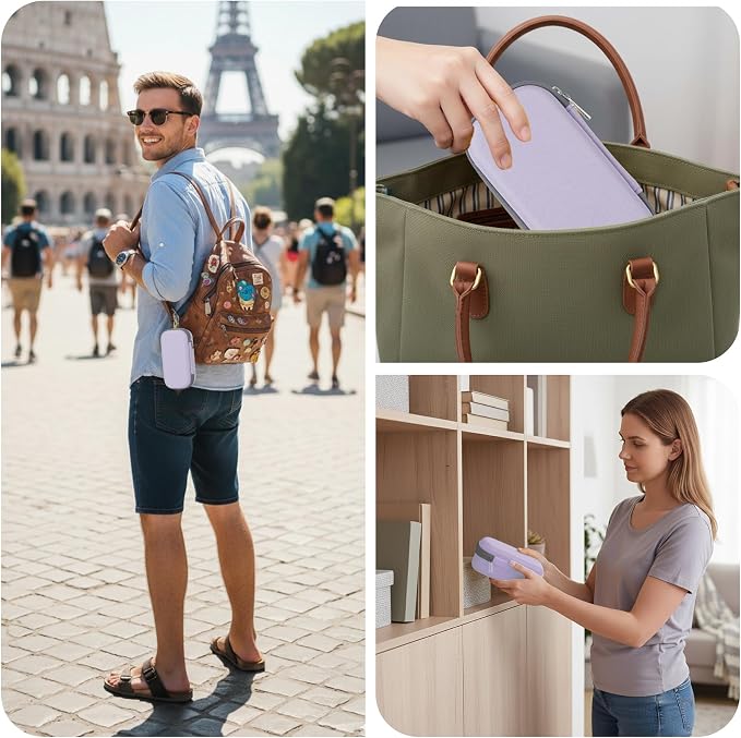 Double Eyeglasses Case,Hard Shell Glasses Case Travel Sunglasses Organizer with Adjustable Slot & Clip for Men Women