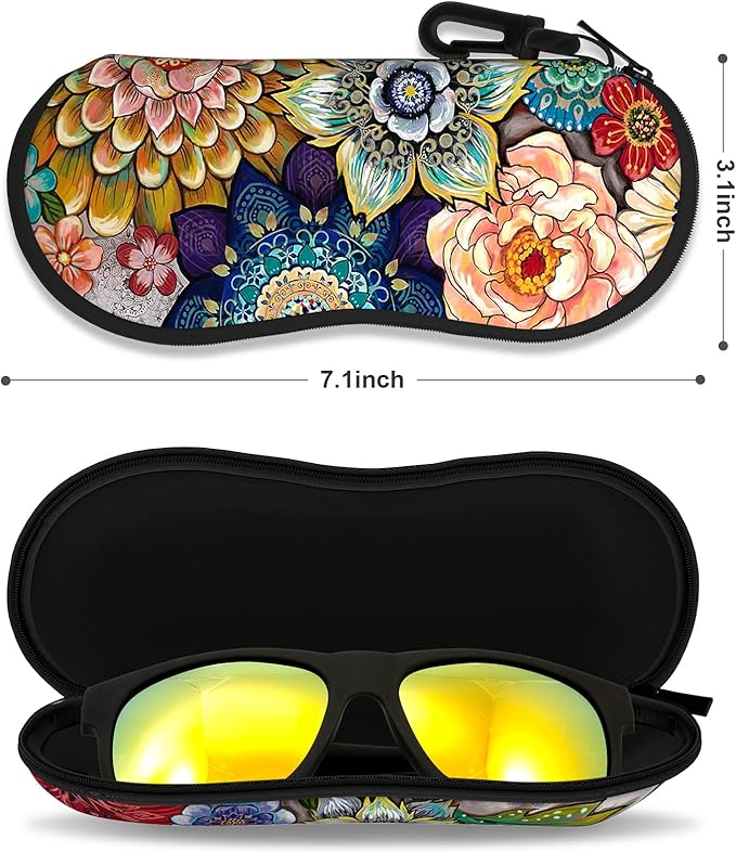 Sunglasses Soft Case, Ultra Light Portable Neoprene Zipper Glasses Case for Men Women