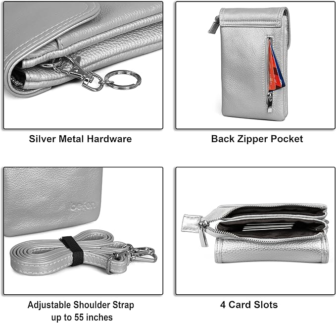 befen Genuine Leather Small Crossbody Bags for Women Cell Phone Travel Bag | Soft Real Leather, Adjustable Shoulder Strap, Card Slots, Compact Size, Daily Travel Shopping Outing Use, Phone Purse