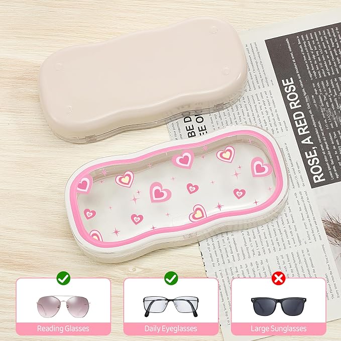 MoKo Glasses Case Hard Shell, Cute Eyeglass Case for Reading Glasses, Clear Eyeglasses Case for Women Girls