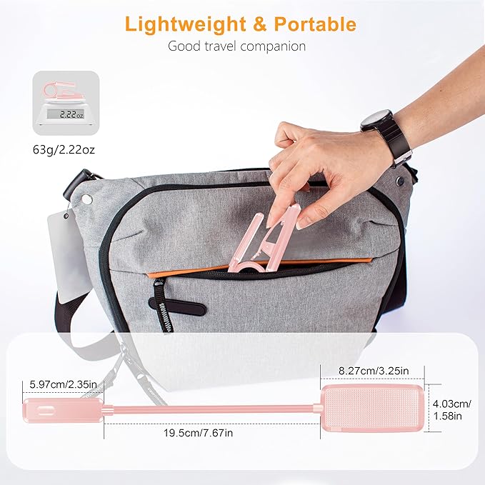 Gritin 9 LED Rechargeable Book Light for Reading in Bed - Eye Caring 3 Color Temperatures,Stepless Dimming Brightness,80 Hrs Runtime Small Lightweight Clip On Book Reading Light for Studying-Pink