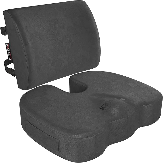 FORTEM Seat Cushion, Office Chair Cushion, Lumbar Support Pillow for Office Chair, Memory Foam Car Seat Cushions, Sciatica Coccyx Tailbone Pain Relief, Cushions for Back Support, Washable, Non Slip XL