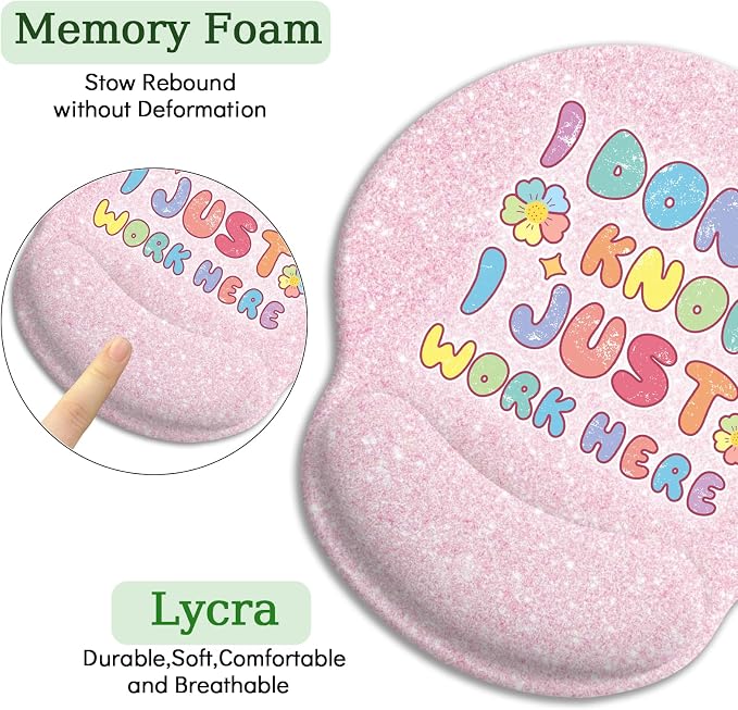 LIMKRIAN Pink Ergonomic Mouse Pad with Wrist Rest, Funny Gaming Mousepad Wrist Support with Non-Slip Pain Relief PU Base, Cute Computer Mouse Pads for Desk Pink Office Desk Accessories Decor Supplies