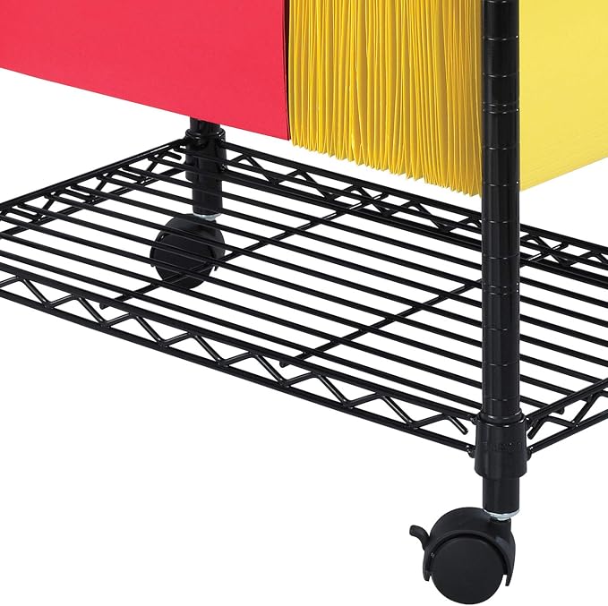 Safco Rolling Cart, Fits Letter and Legal-Size Hanging Folders, Mobile File Storage, Steel, Black
