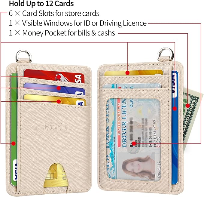 Slim Minimalist Front Pocket Wallet, RFID Blocking Credit Card Holder Wallet with Detachable D-Shackle for Men Women