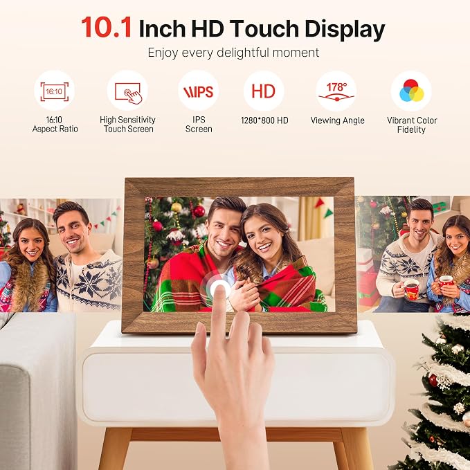 Uhale 2 Pack Digital Photo Frame 16GB Storage 10.1 Inch WiFi Electronic Picture Frame Desktop IPS Touch Screen HD Display SD Card Slot Auto-Rotate Slideshow Share Videos Photos Send Wishes Remotely