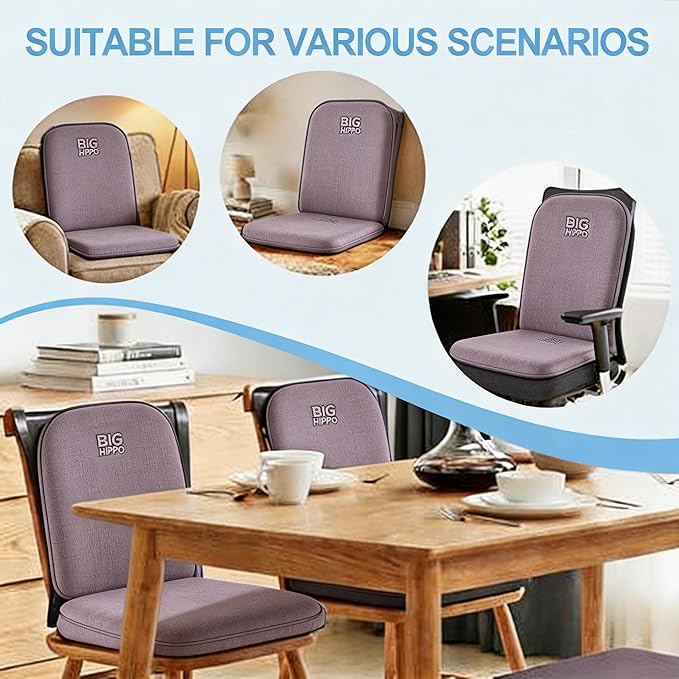 Big Hippo Ergonomic Lumbar Support & Memory Foam Seat Cushion Set - Sciatica & Tailbone Pain Relief for Office, Car & Wooden Dining Chairs - Non-Slip Body Positioner with Breathable Mesh Cover (Gray)