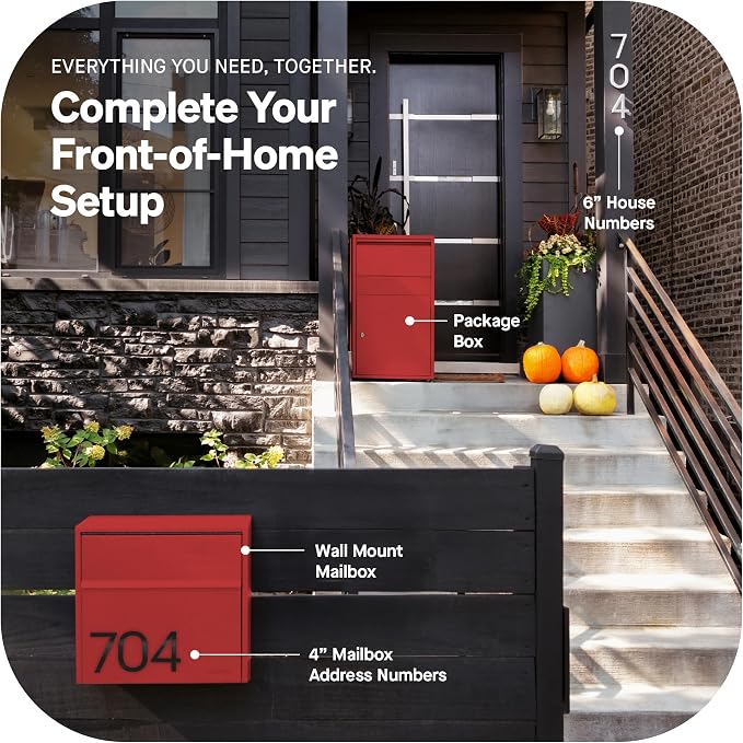 Adoorn Lockable Wall Mount Mailboxes for Outside - Small Anti-Theft Locking Mailbox for Letters - Weatherproof Construction - Durable Steel - 13.5" H x 15" L x 5.5" D - Red-Red