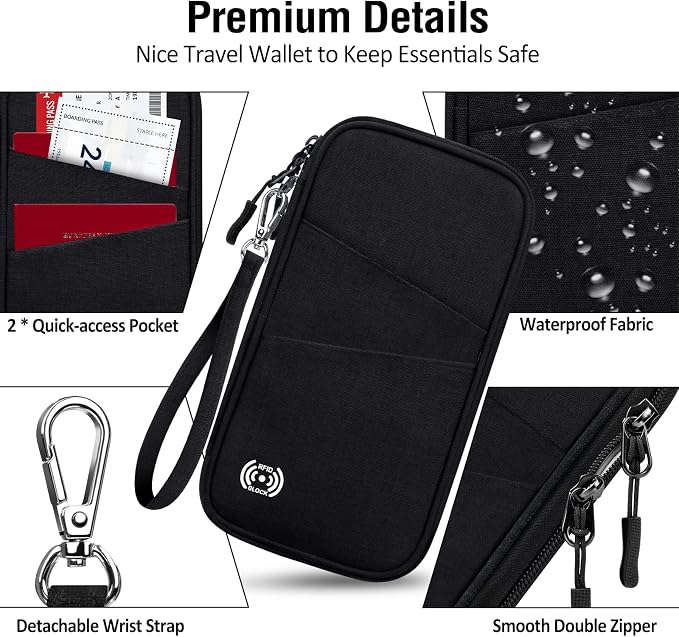 BKNOOU Passport Holder Family Rfid Blocking Travel Document Organizer,Travel Passport Wallet Waterproof Multiple Passport Holder for Traveling,Passport Organizer for Men Women