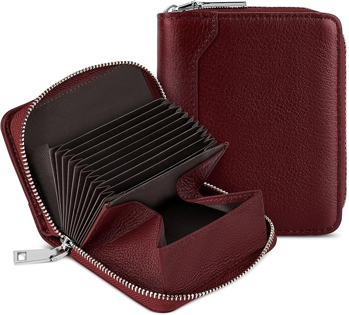 HUANLANG Mens Wallet RFID Blocking Multi Card Holder Wallets for Men Bifold Wallet with Zipper Small Men's Leather Wallet