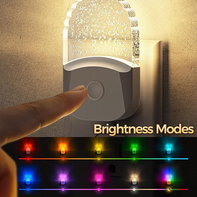 Night Lights Plug Into Wall [2 Pack], Color Changing Night Light for Kids, 8-Color RGB LED Nightlight with Dusk to Dawn Sensor for Bathroom Decor, Children Room, Gift