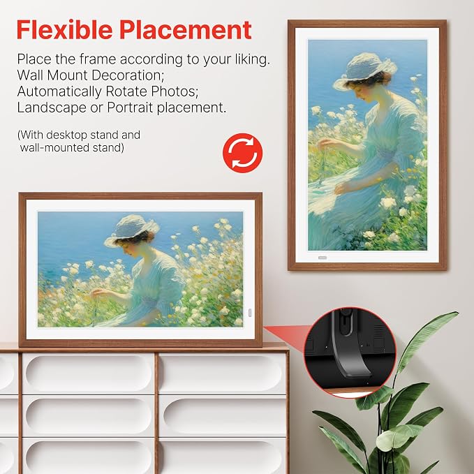 FANGOR 21.5" Large Digital Picture Frame 64GB, WiFi Photo Frame 1920x1080 FHD IPS Display with Remote Control, Auto-Rotate, Wall Mounted, Share Photos/Videos Via Uhale App/USB/SD (No Touch Screen)