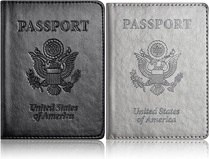 Eoehro Passport Holder for Travel Essentials-2Pack, Passport Wallet Cover Case for Travel Must Haves Accessories,Passport Book Holders for Women and Men