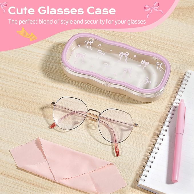 MoKo Glasses Case Hard Shell, Cute Eyeglass Case for Reading Glasses, Clear Eyeglasses Case for Women Girls