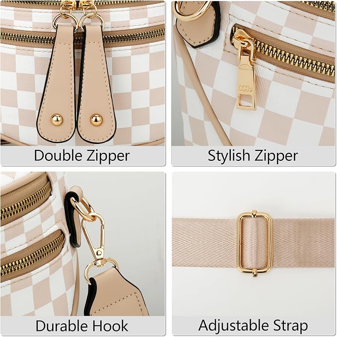 KKXIU Crossbody Bags for Women Vegan Leather Travel Bum Bag | Trendy Fanny Waist Pack | Shoulder Purse with Adjustable Strap