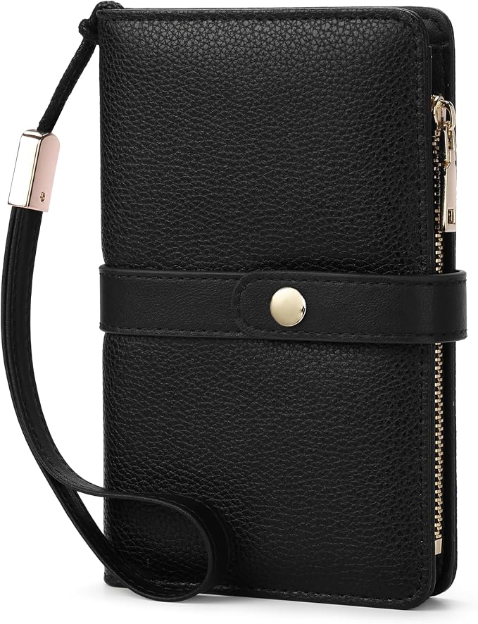 Small Wallet Women RFID Blocking Vegan Leather Slim Thin Bifold Credit Card Wallet Passport Holder Ladies Travel Wallet Mini Purse with Zipper Pocket
